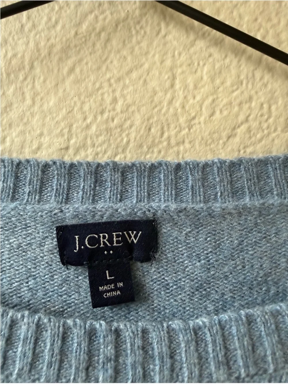 J Crew Lambs Wool Blend Blue Crewneck Sweater